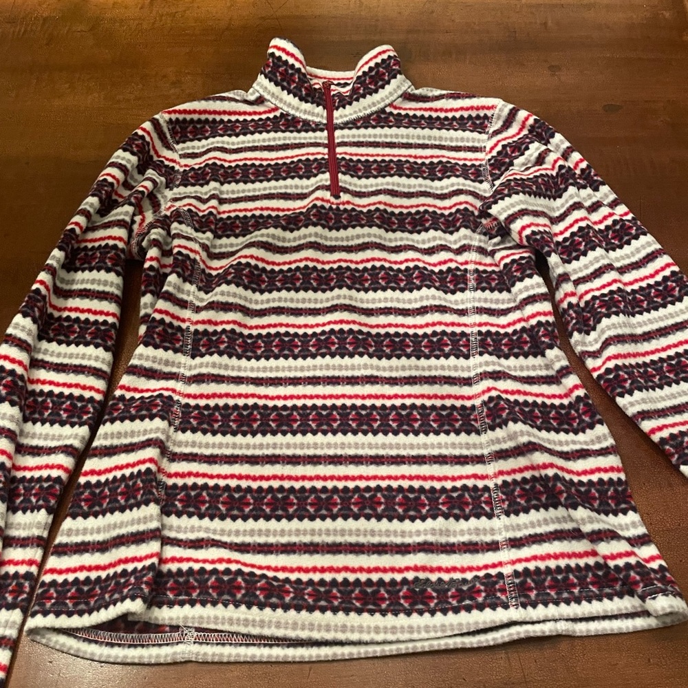ITEM: Eddie Bauer Turtle Neck, Half zip | SIZE: XS COLOR: Blue, White, Gray, Red